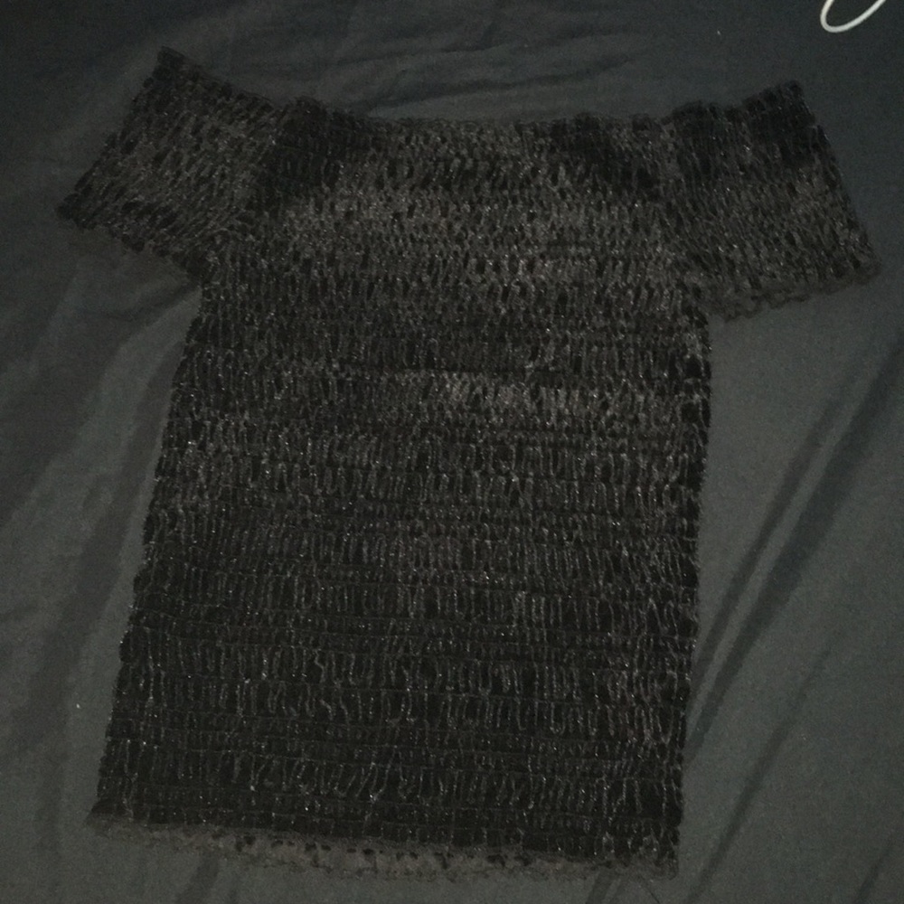 Black velvet off the shoulder
